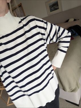 Babaton White & Navy Striped Sweater